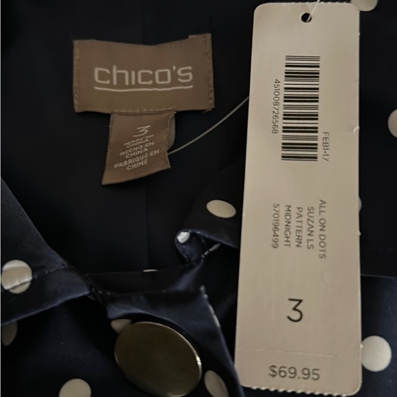 Chico’s jacket, size 3. Navy & white dots - Picture 3 of 4